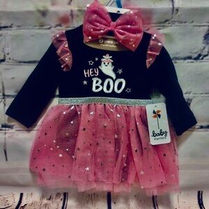 Baby Starters Dress & Bow Pink sparkle & Black 
First Halloween season threads!
